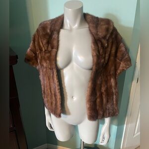 MINK 100% Real Vintage Fur - High End Stole Bolero Capelet- Lrg